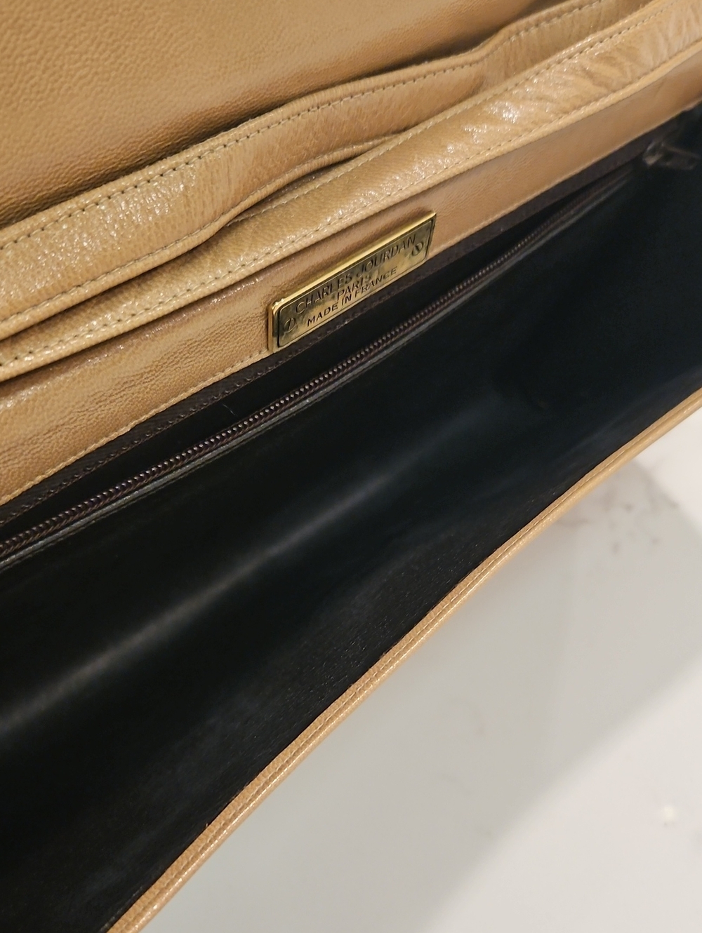 Vtg Charles Jourdan Paris Kid Leather Envelope Bag Clutch Removable Strap EUC - Picture 8 of 9